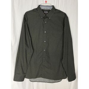 Michael Kors tailored fit men's Dark Blue Yellow button down dress shirt‎ Size L